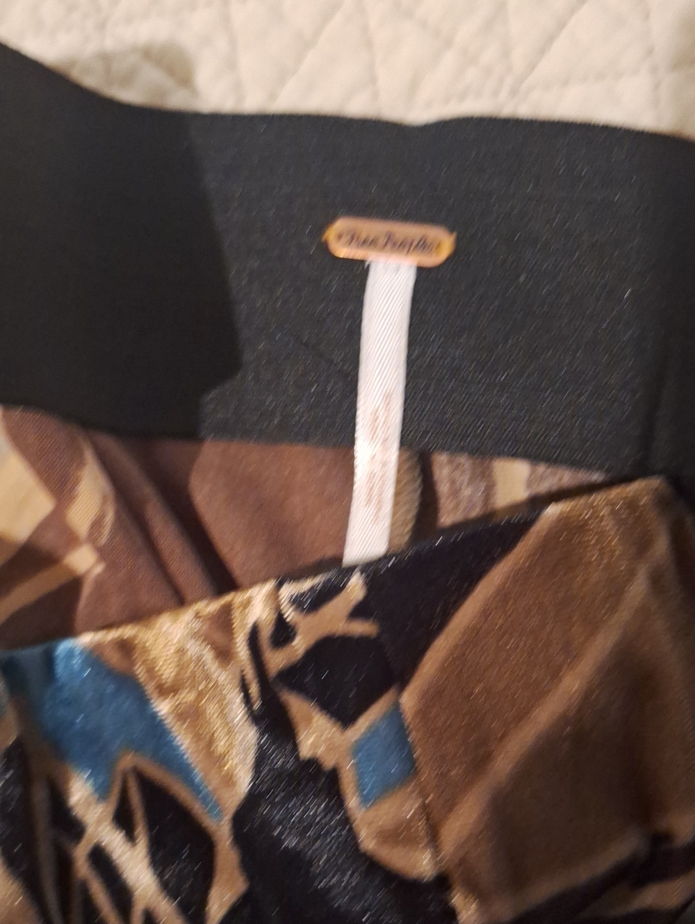 Free People Butterfly Abstract Velvet pants in Blue, Black, Aqua & Brown